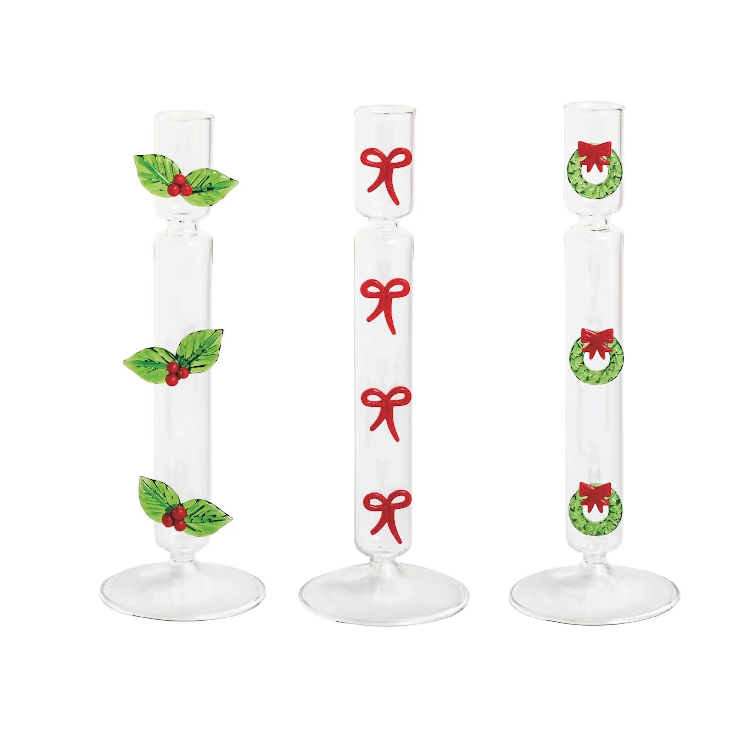 Christmas Glass Icon Candlesticks