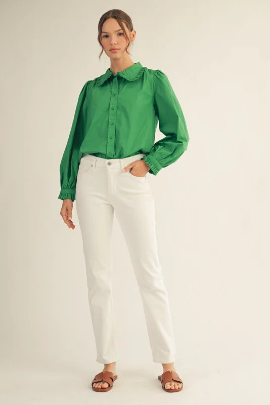 Cindy Ruffle Accent Button Down Lovely Shirt - Image 13