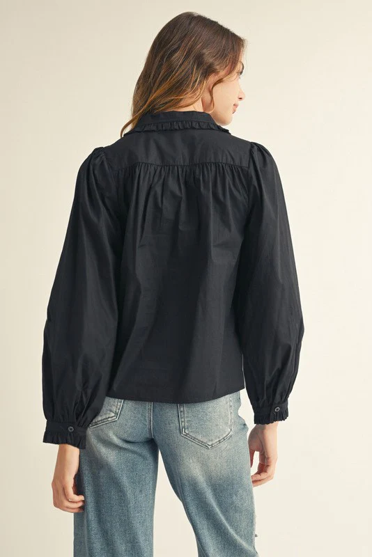 Cindy Ruffle Accent Button Down Lovely Shirt - Image 2