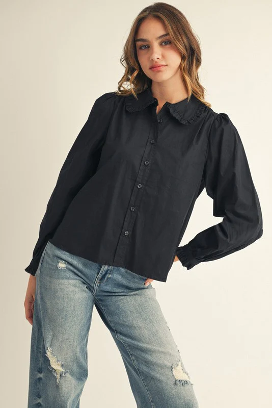 Cindy Ruffle Accent Button Down Lovely Shirt - Image 5