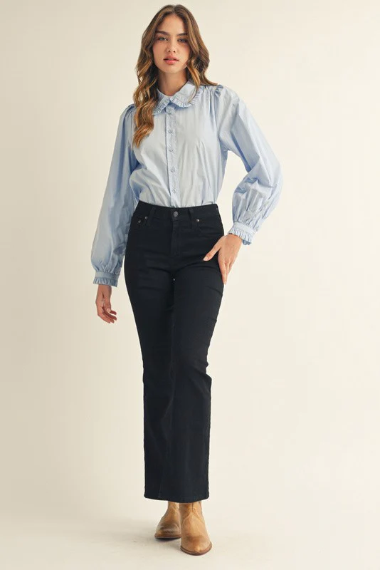 Cindy Ruffle Accent Button Down Lovely Shirt - Image 8