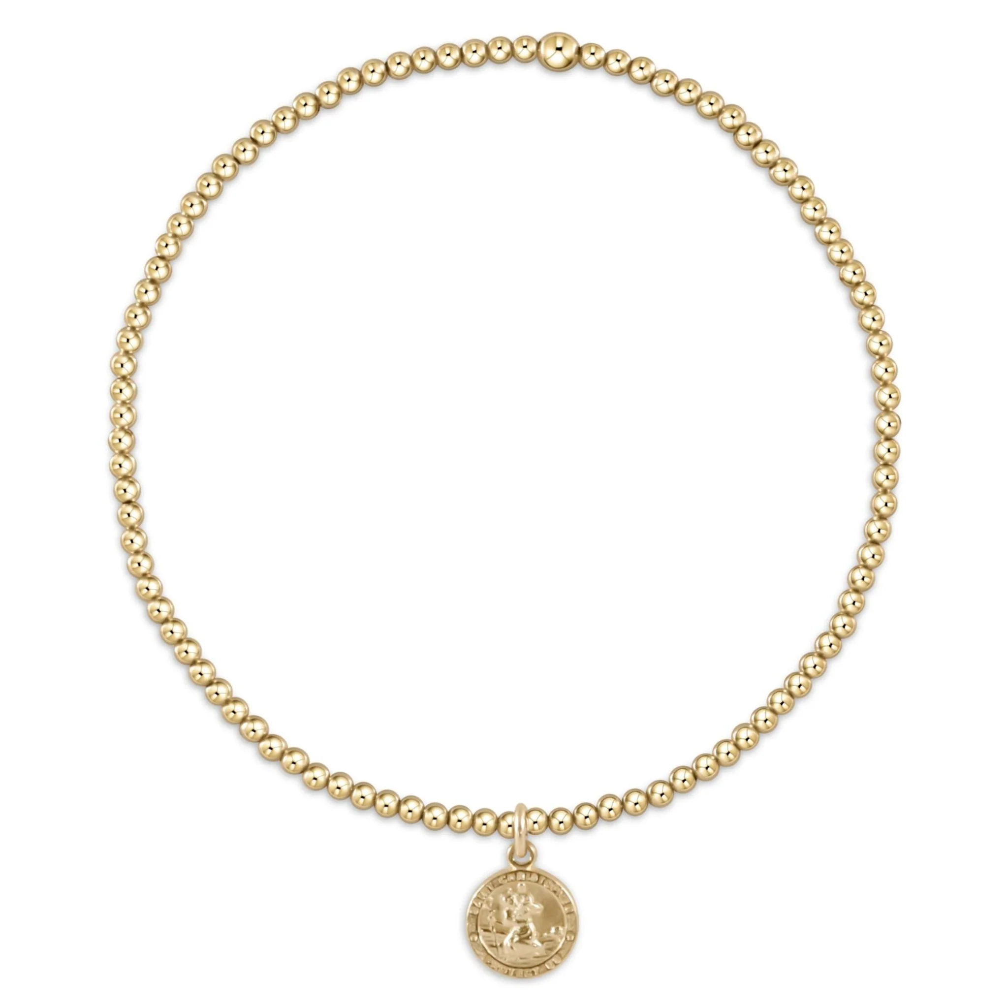 Classic Gold 2MM Bead Bracelet - Protection Small Gold Disc