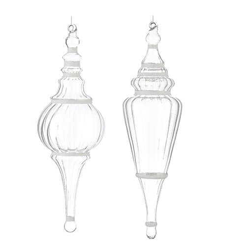 Clear Finial with Glitter Ornament-sold individually