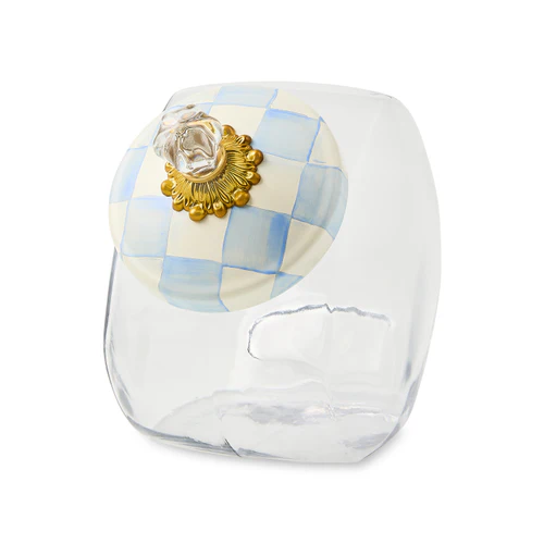 Mackenzie Childs Cookie Jar With Sky Check Lid