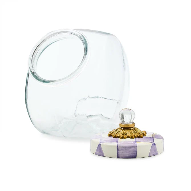 Cookie Jar with Violet Check Lid - Image 2