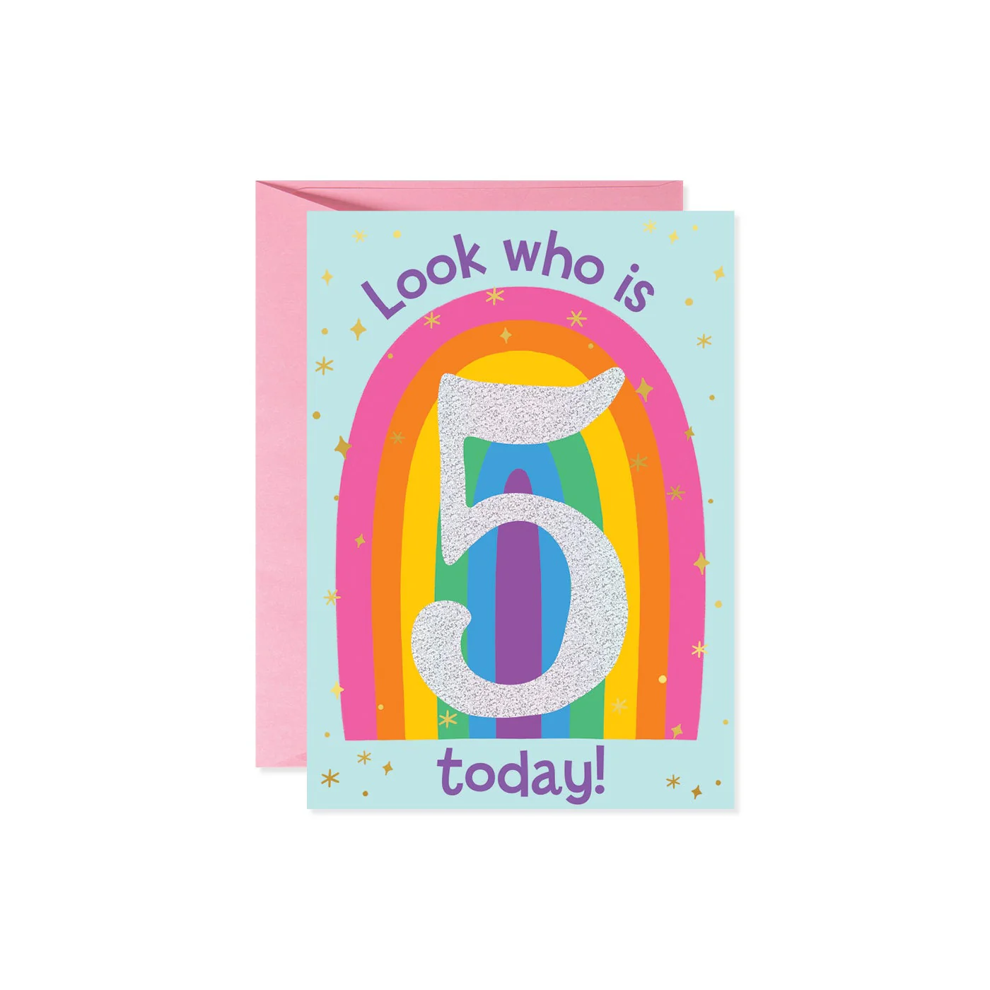 Cool Rainbow With Number 5 Card