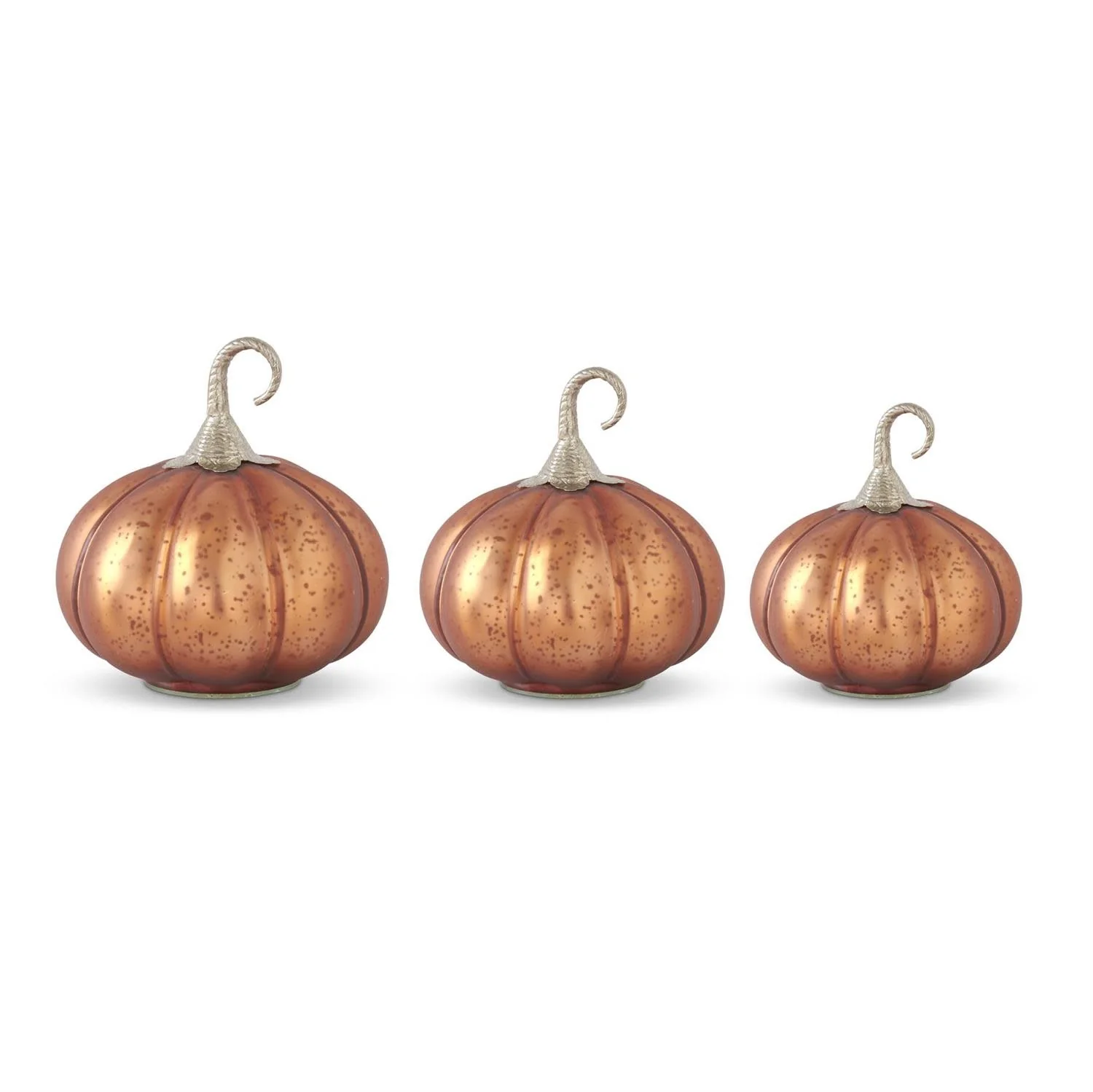 Copper Glass Pumpkin with Brass Stem