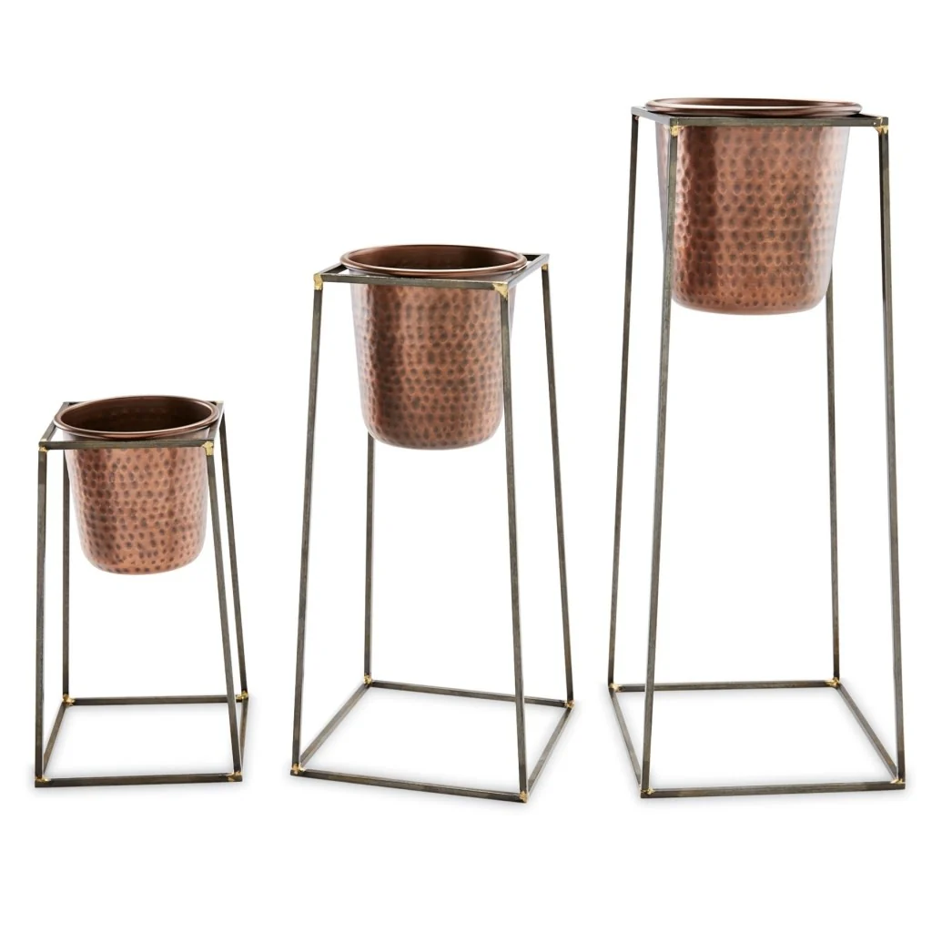 SMALL NESTED COPPER POT AND STAND - Image 2