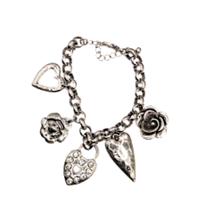 Antique Silver Chunky Charm Bracelet