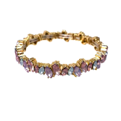Pastel Stone Stretch Tennis Bracelet in Goldtone