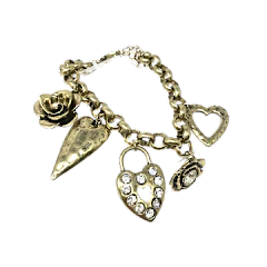 Antique Gold Chunky Charm Bracelet