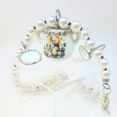 Porcelain Teapot Charms Necklace with M.I. Hummel Artwork