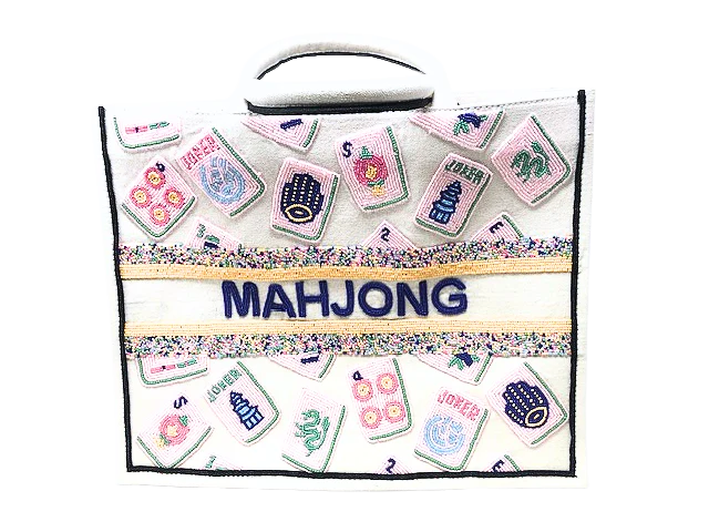 Mahjong Beaded Tote Pink