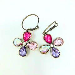Multi Rhinestone Cross Fashion Hoop Earrings
