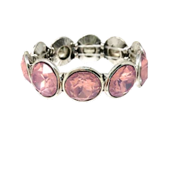 Silver Metal Pink Opalescent Stretch Bracelet