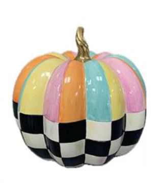 Cotton Candy Mini Check and Stripe Pumpkin