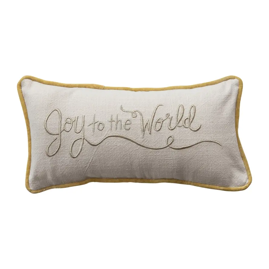 Cotton Slub Lumbar Pillow,"Joy to the World"
