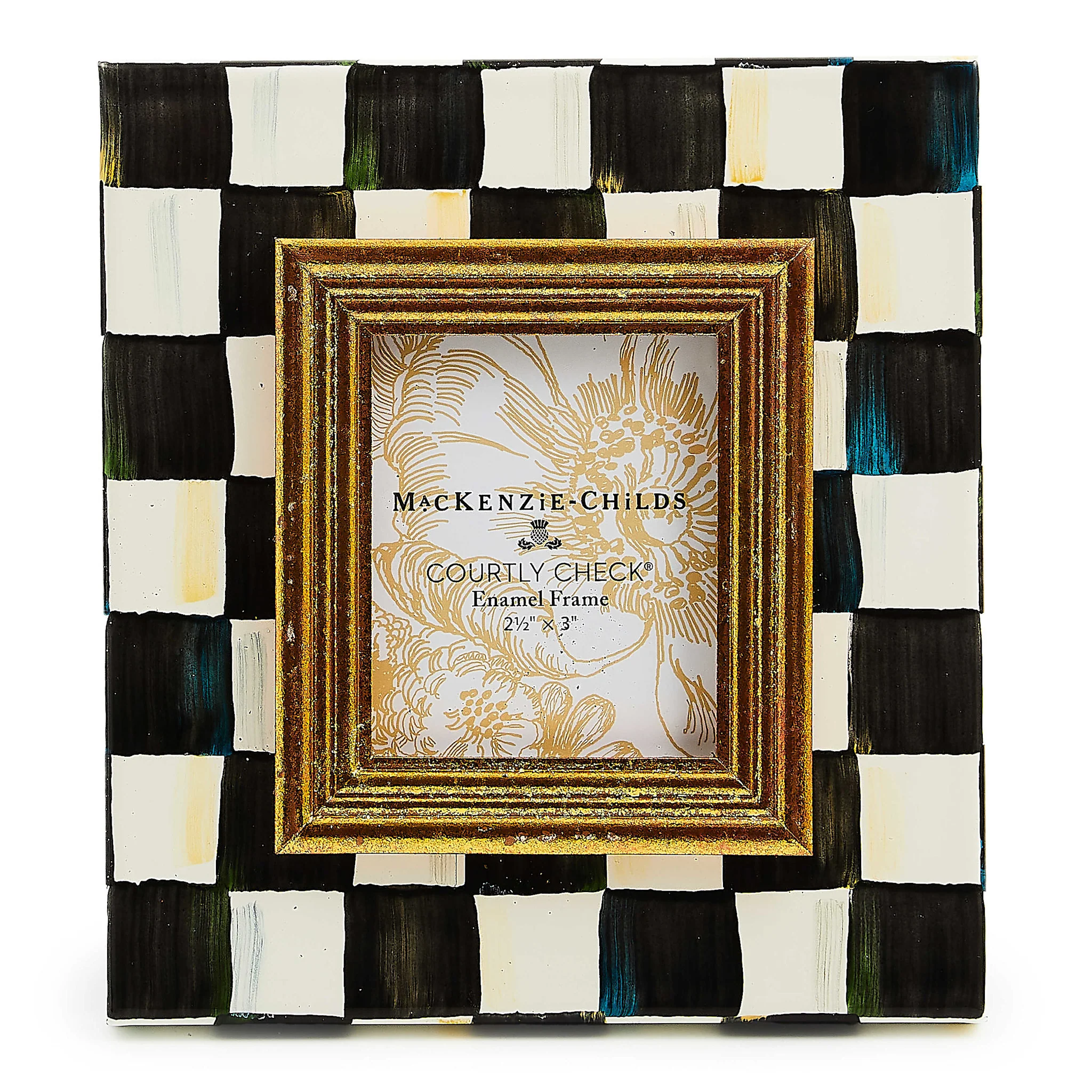 Courtly Check Enamel Frame - 2.5" x 3"