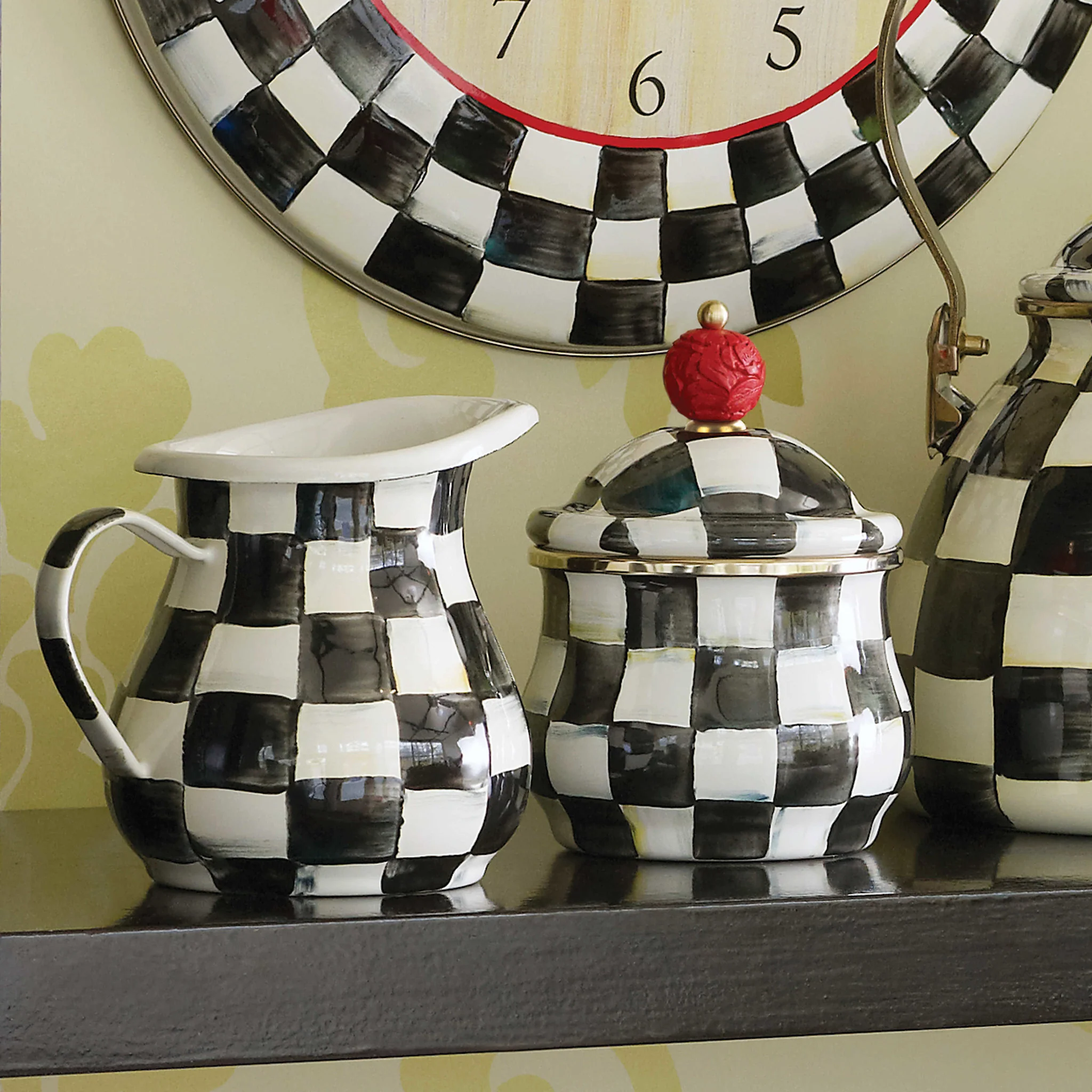 Courtly Check Enamel Lidded Sugar Bowl - Image 2