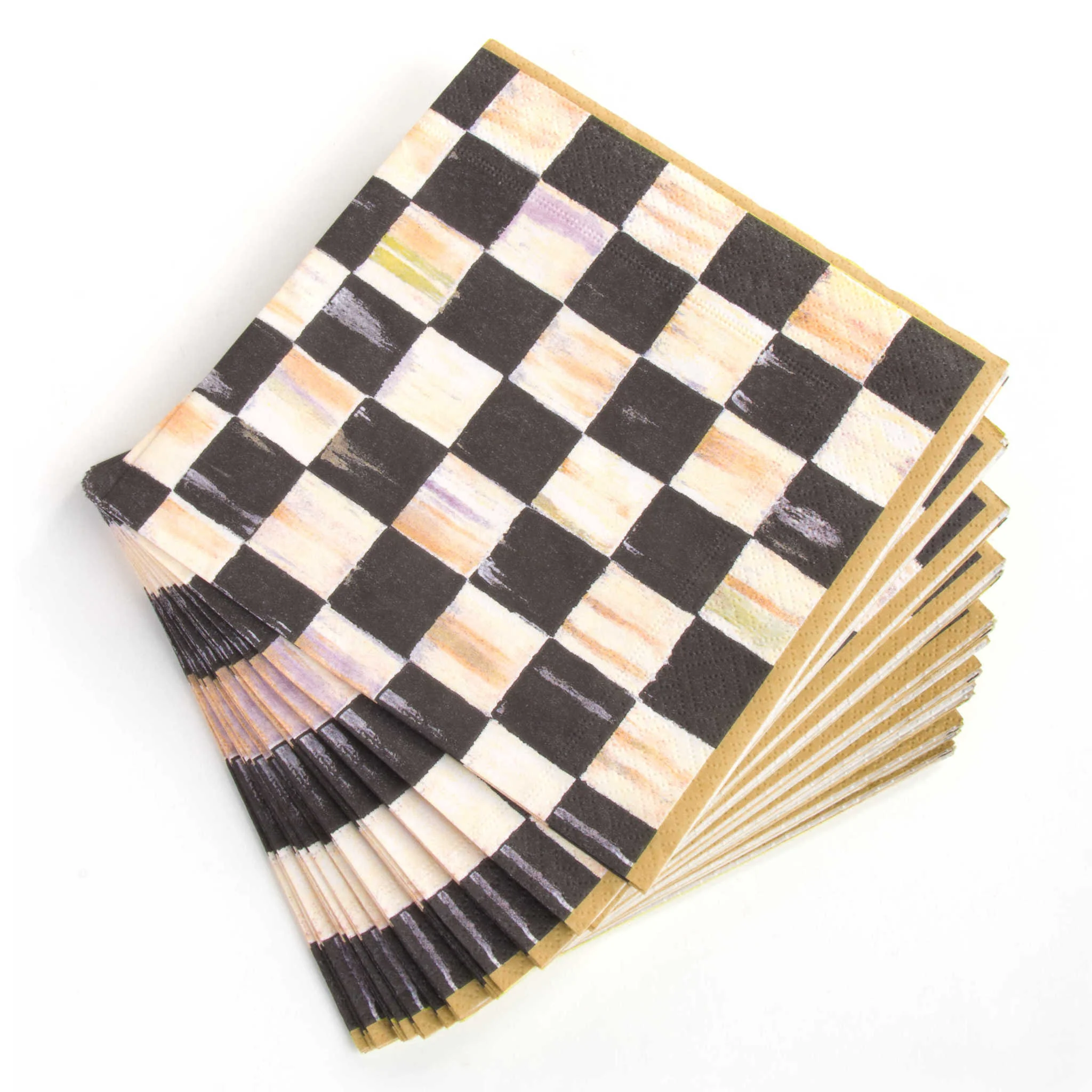 Courtly Check Paper Napkinds - Luncheon - Gold - Image 3