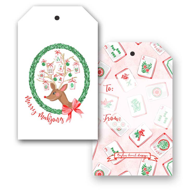 Crack, Bam, Dot! Holiday Mahjong Christmas Gift Tags