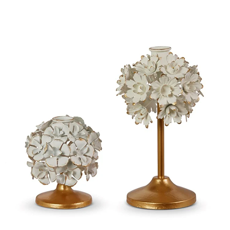 Cream Floral Candle Holders