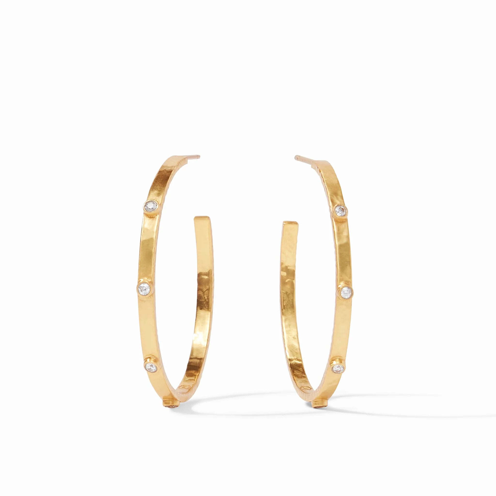 Crescent Stone Hoop Gold - Image 3