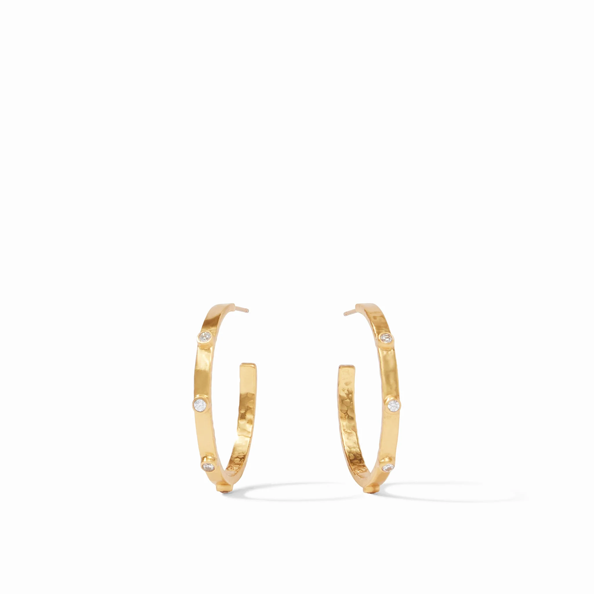 Crescent Stone Hoop Gold - Image 4