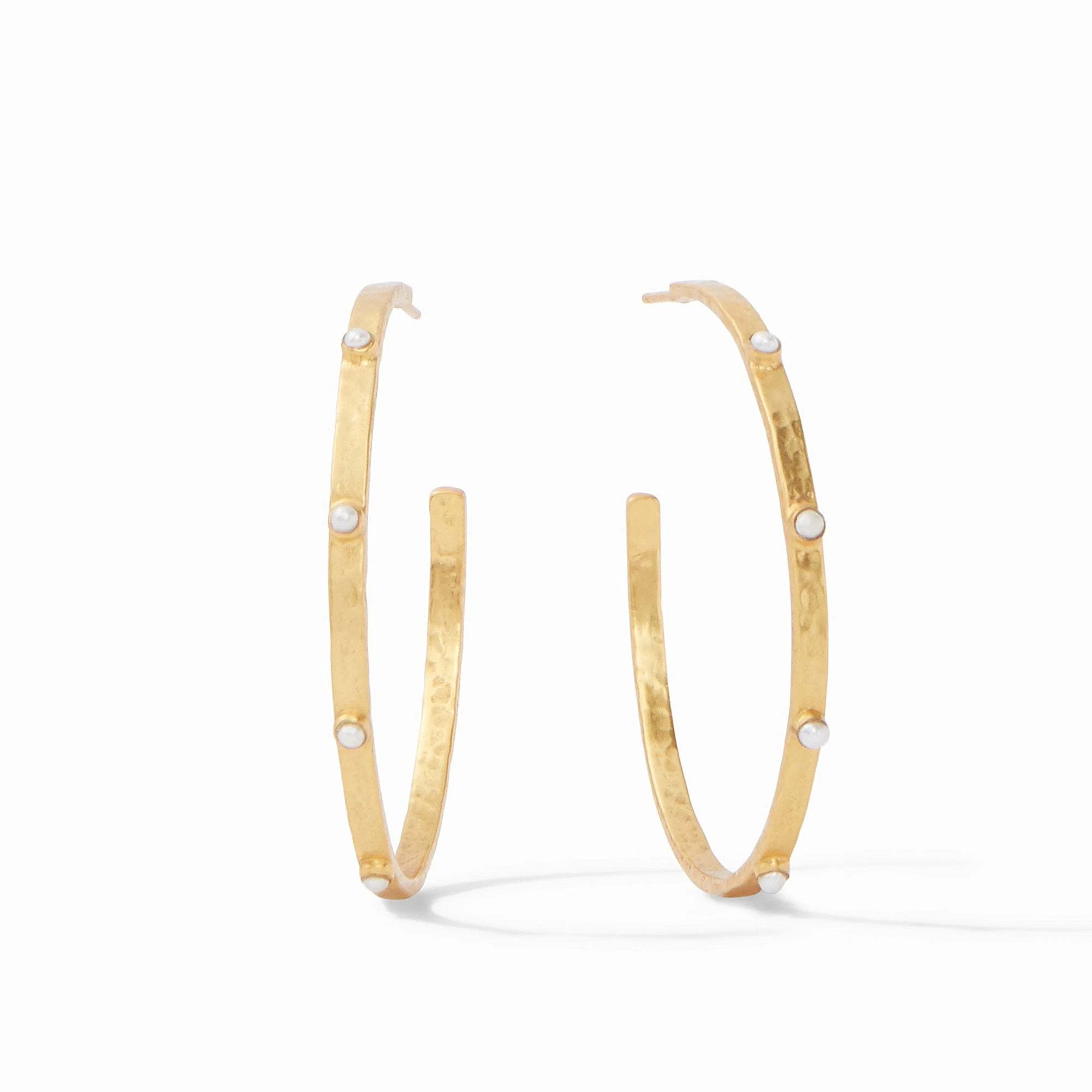 Crescent Stone Hoop Gold - Image 5