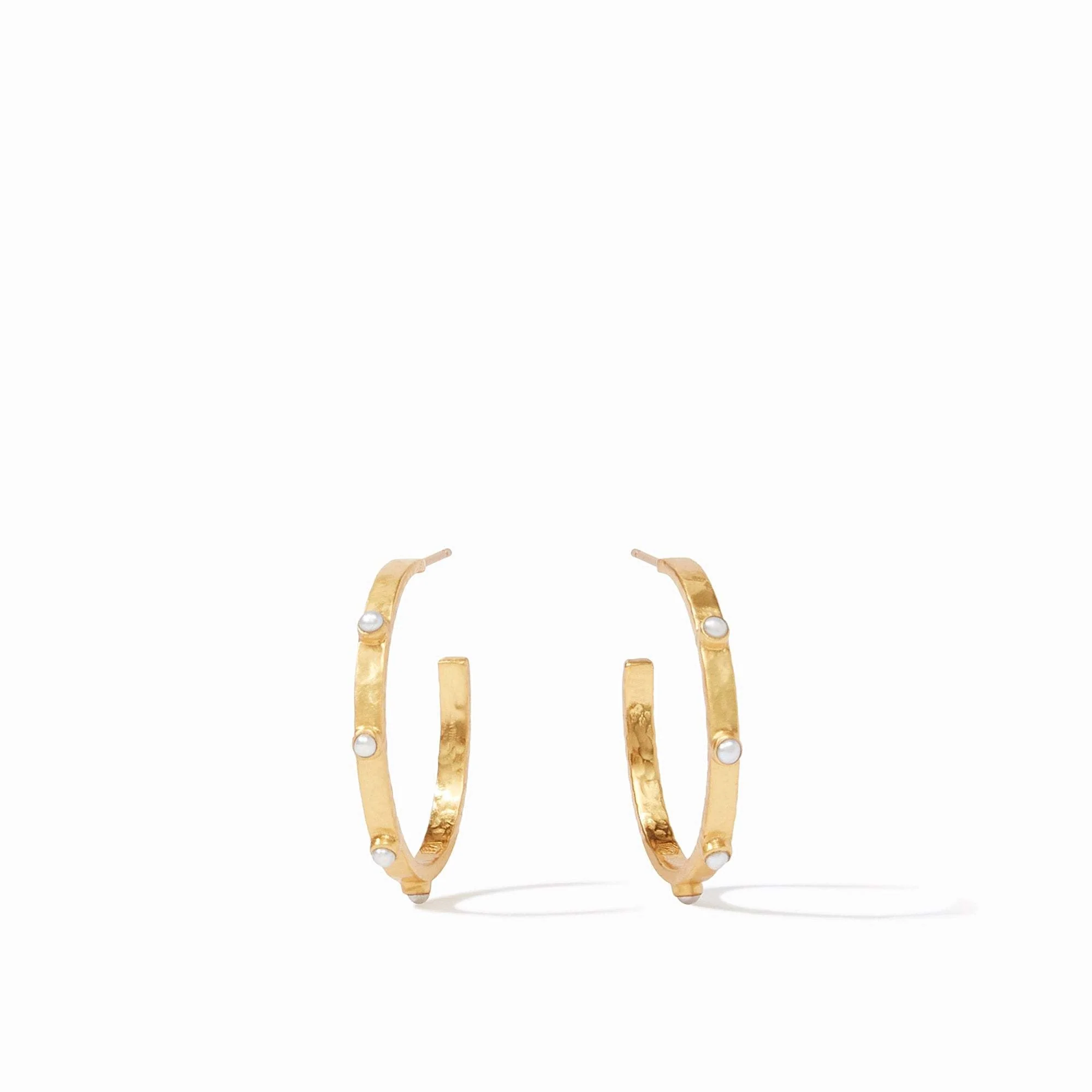 Crescent Stone Hoop Gold - Image 7