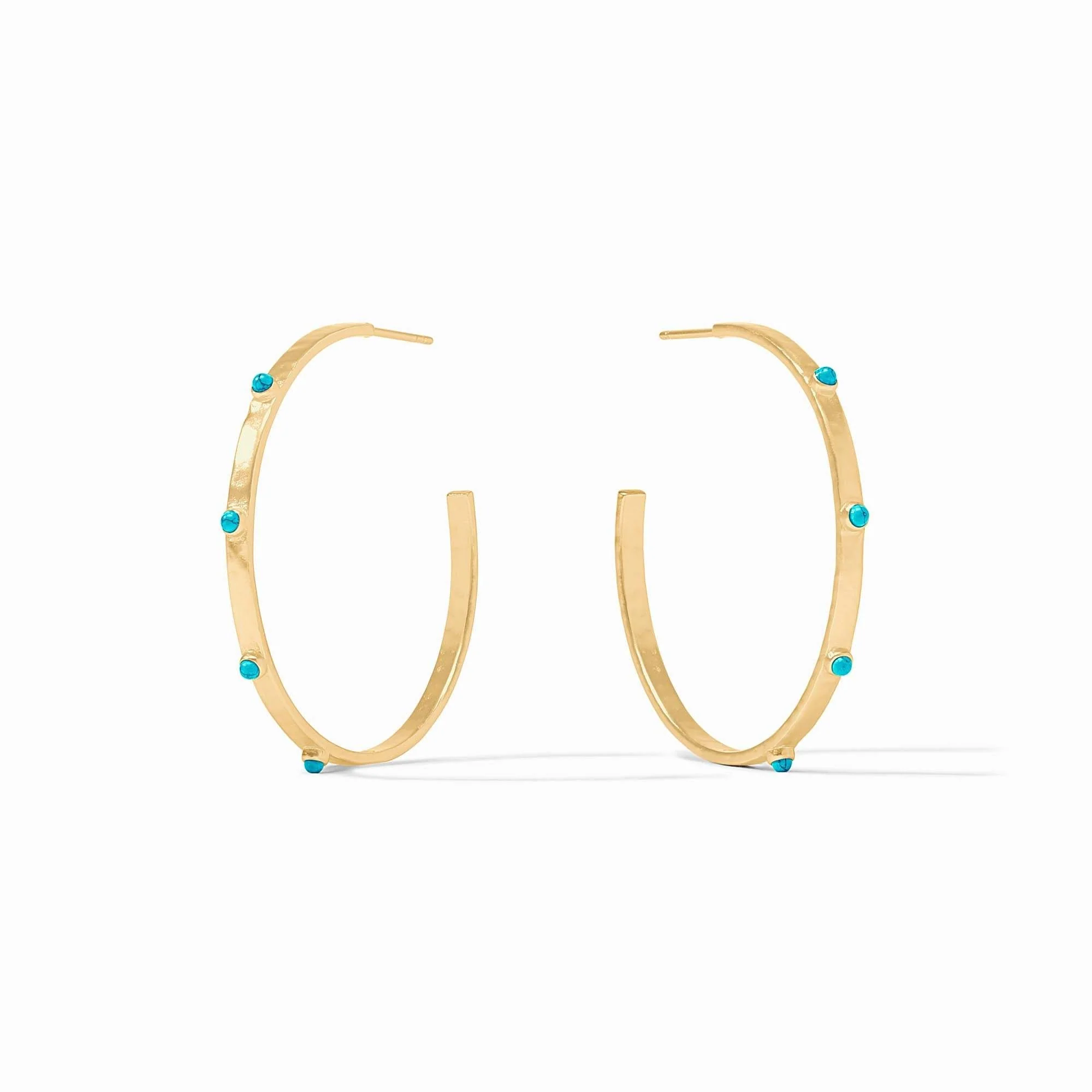 Crescent Stone Hoop Gold - Image 9