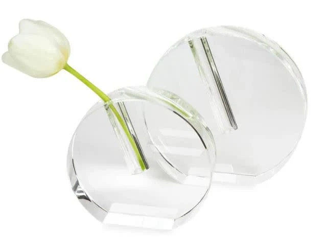 Crystal Glass Bud Vase - Round Flat