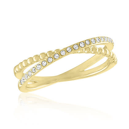 CZ Crossover Gold Layers Ring - Image 4
