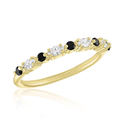 CZ & Jet Black Sequenced Gold Layers Ring - Image 7