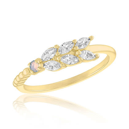 CZ Leaf Motif Gold Layers Rings - Image 11