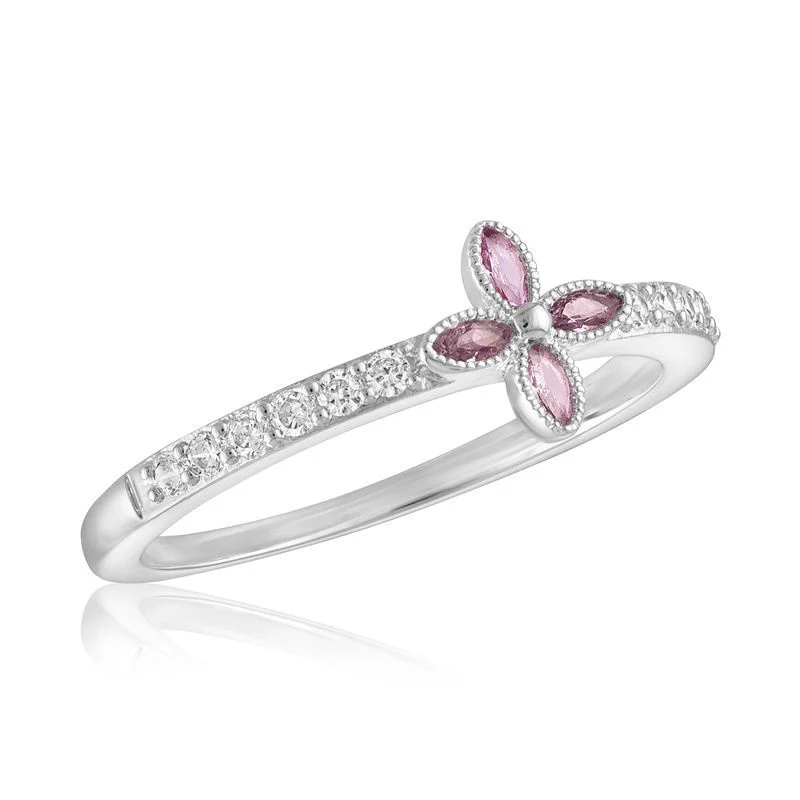 CZ Rose Flower Stack Ring - Image 5