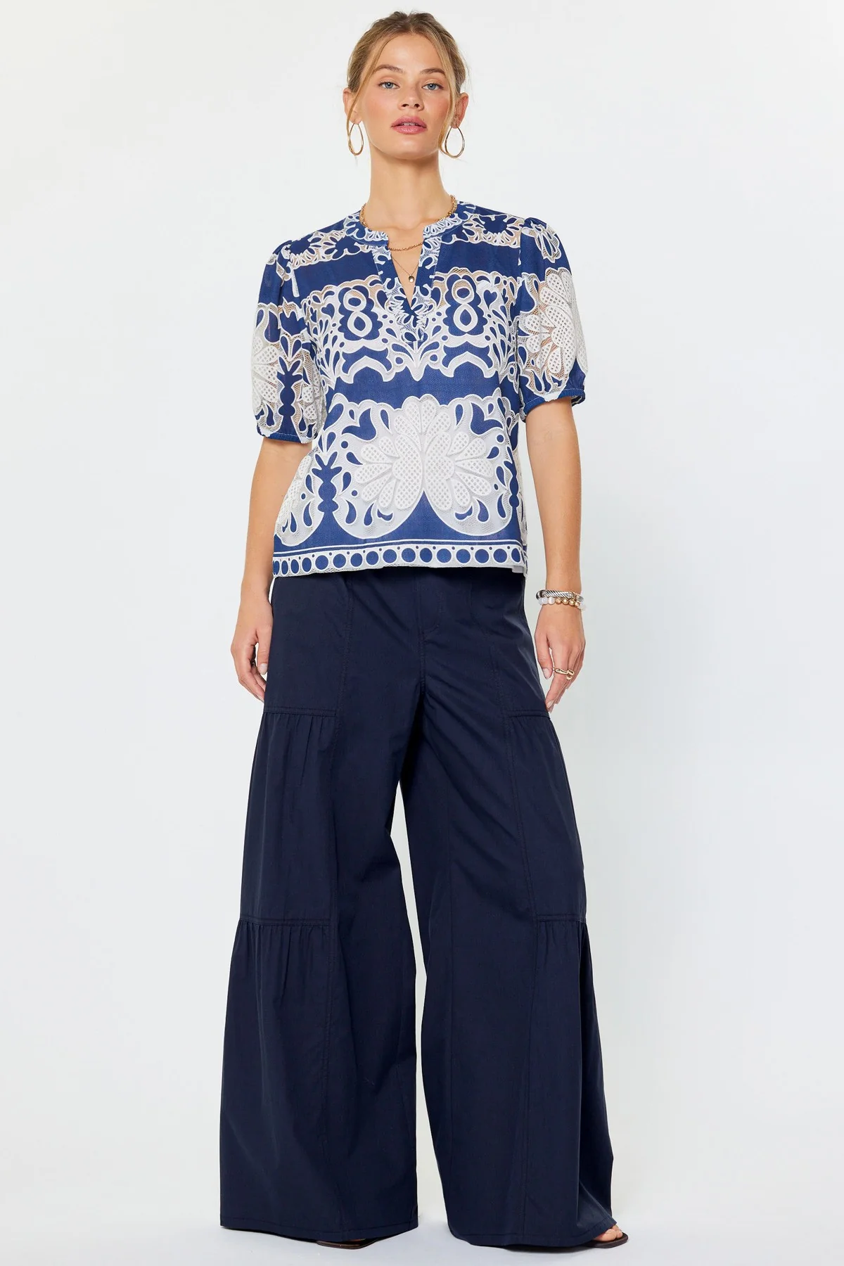Danica Emboridered Short Puff Sleeve Blouse - Image 7