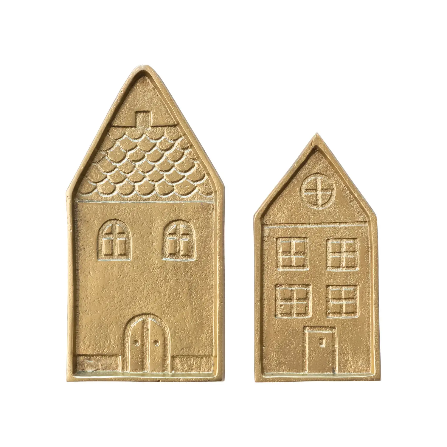 Debossed Cast Aluminum House Shaped Trays -  Gold Finish