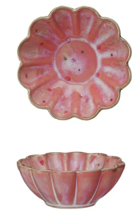 Decorative Stoneware Dish w Electroplating A
