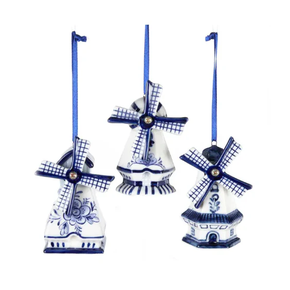 Delft Blue Windmill Ornament - Image 3