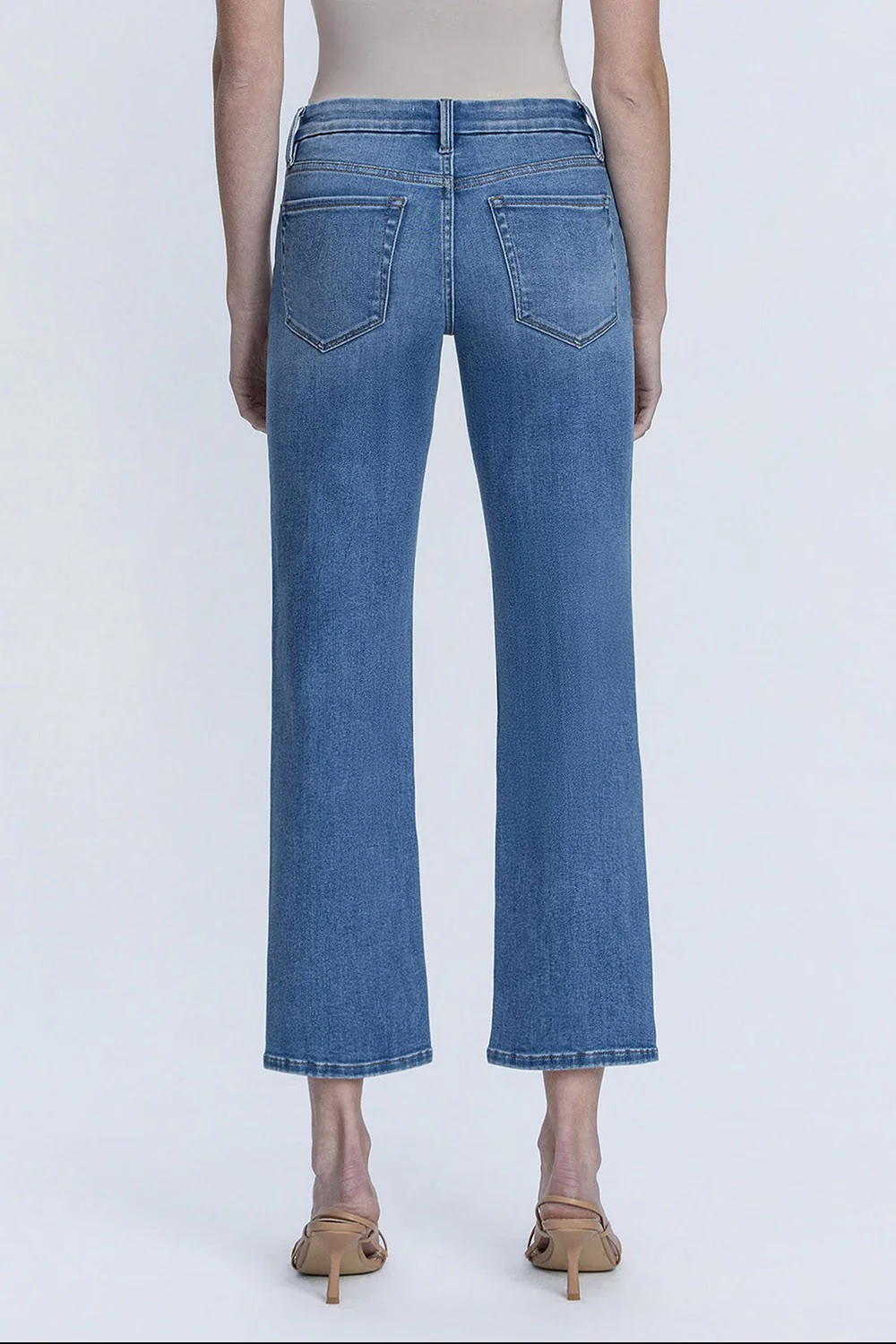 Delilah Mid Rise Medium Dark Wash Ankle Straight Jeans - Image 3