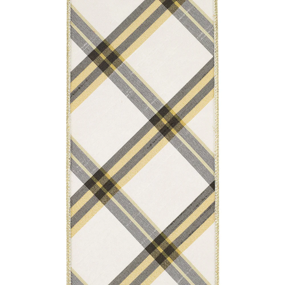 Diagonal Dupioni Deluxe Metallic Backed Wired Edge Ribbon - Image 2