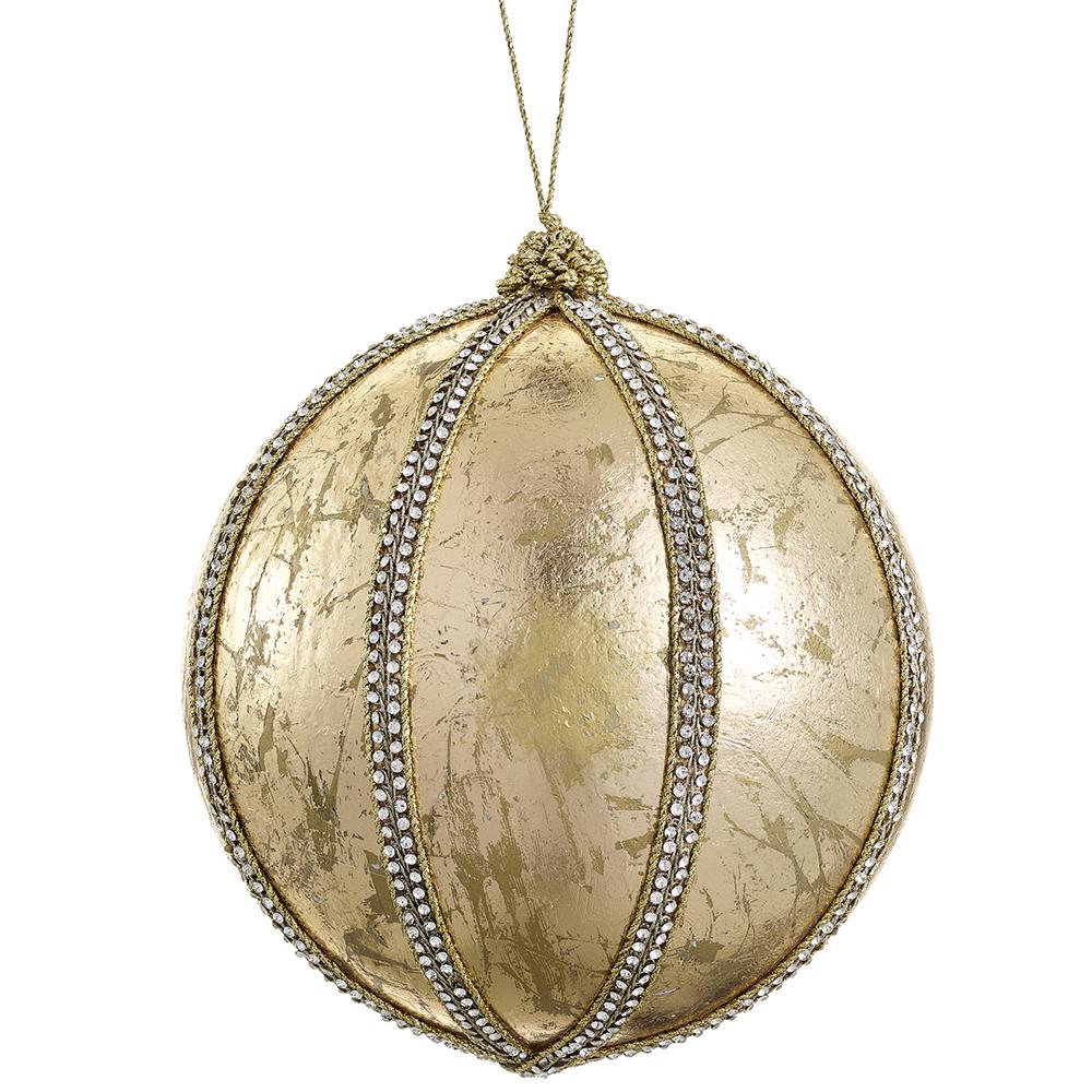 Diamond Trim Ball Ornament Gold