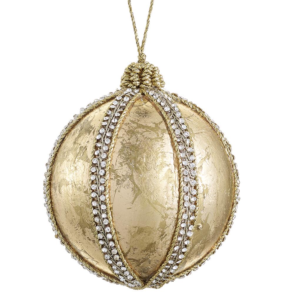 Diamond Trim Ball Ornament Gold - Image 2