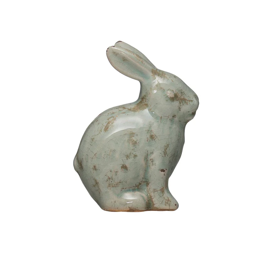 Distressed Terracotta Rabbit Aqua