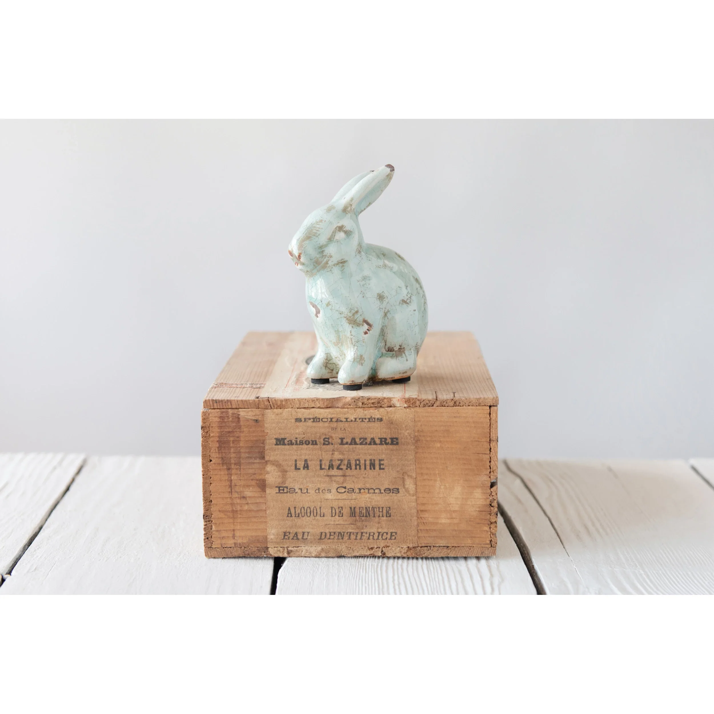 Distressed Terracotta Rabbit Aqua - Image 3