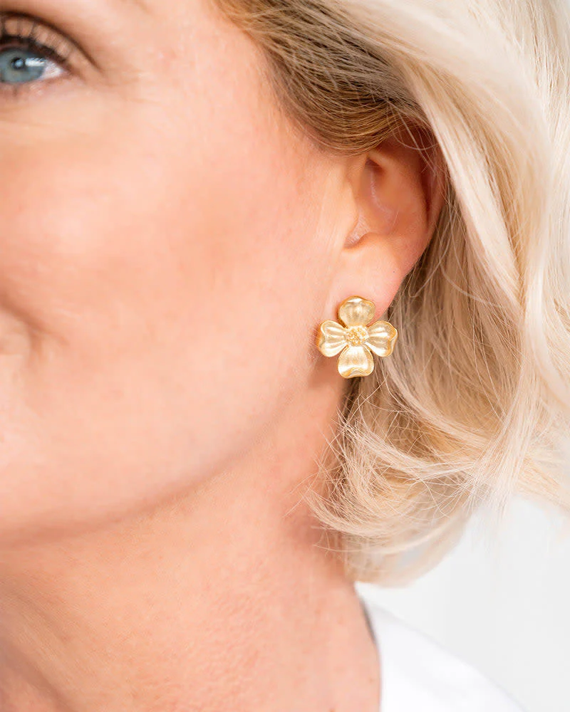 Dogwood Flower Stud Earrings - Image 2