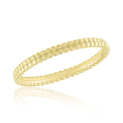 Double Beaded Band Gold Layers Ring - Image 2