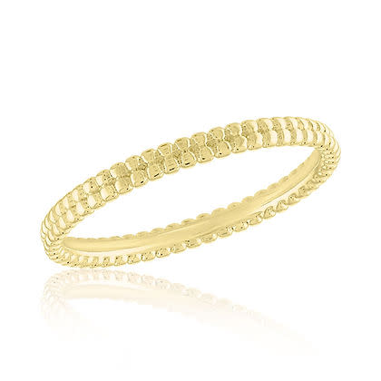 Double Beaded Band Gold Layers Ring - Image 3