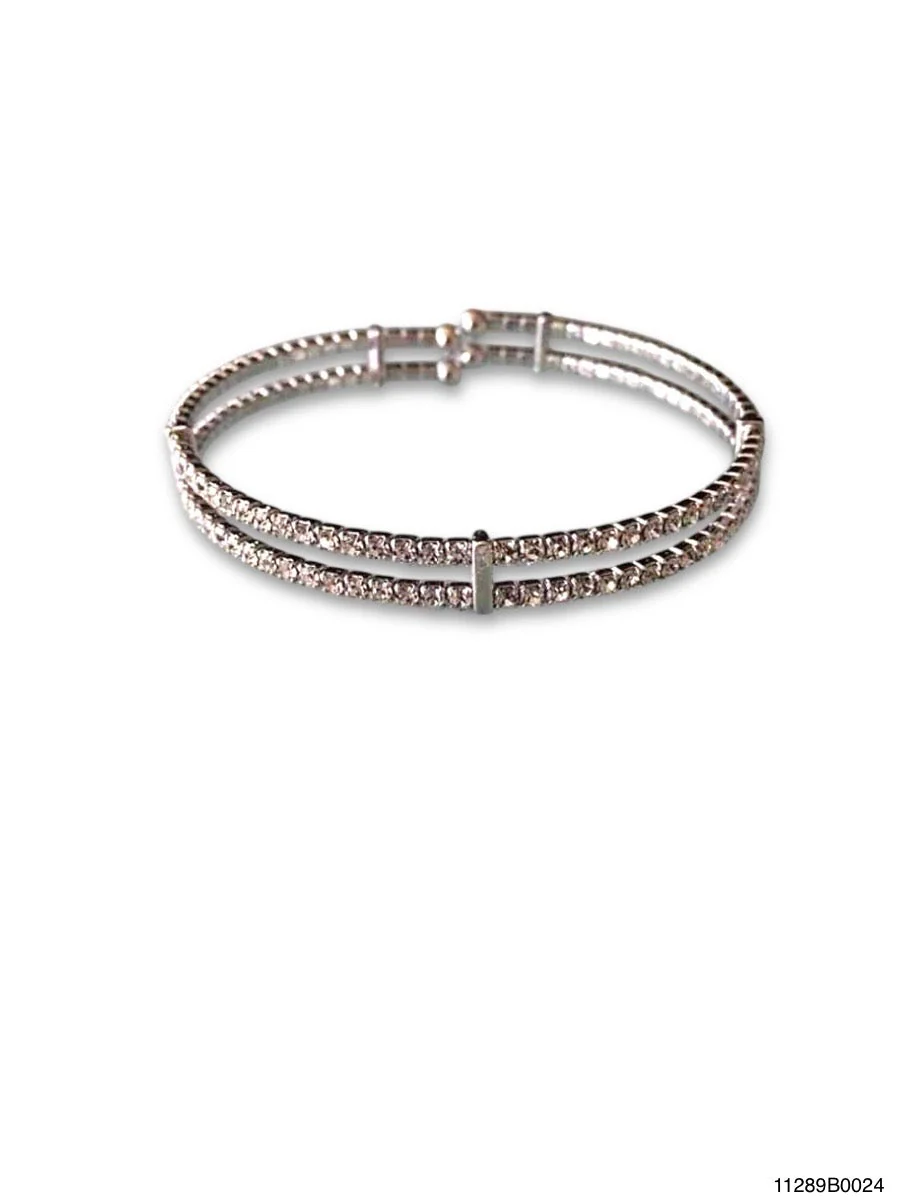 Double Single Row Bracelet with Bar Accent